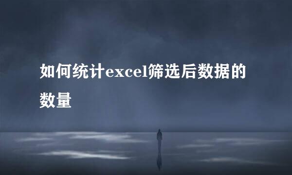 如何统计excel筛选后数据的数量