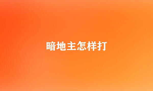 暗地主怎样打