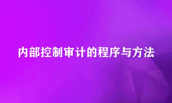 内部控制审计的程序与方法
