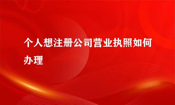 个人想注册公司营业执照如何办理