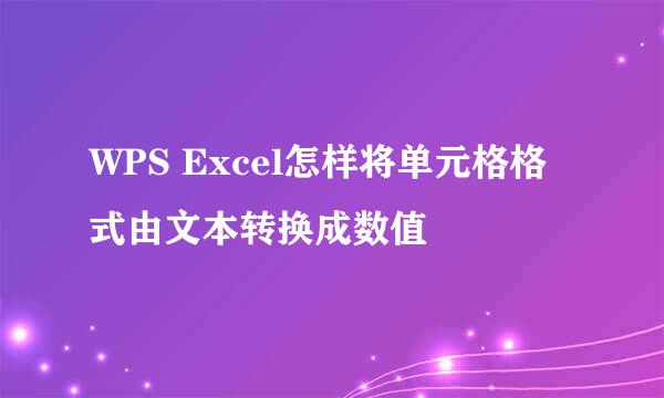 WPS Excel怎样将单元格格式由文本转换成数值