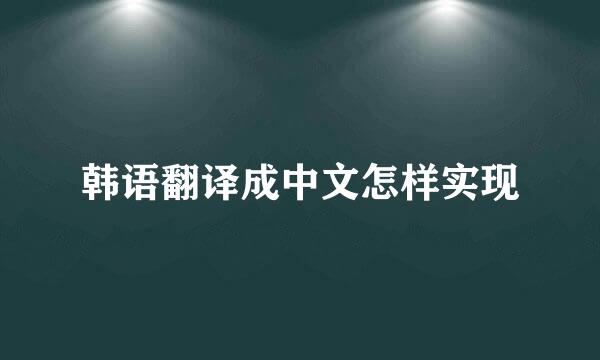 韩语翻译成中文怎样实现