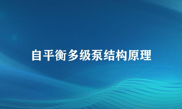 自平衡多级泵结构原理