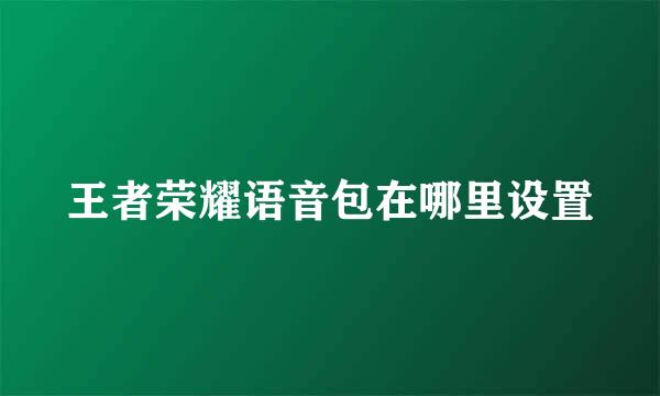 王者荣耀语音包在哪里设置