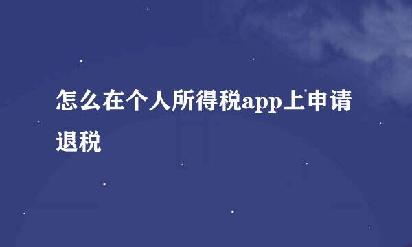 怎么在个人所得税app上申请退税