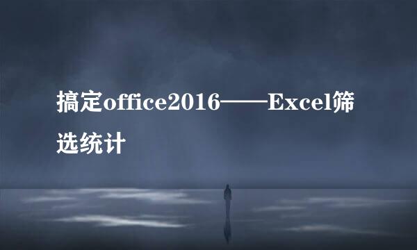 搞定office2016——Excel筛选统计