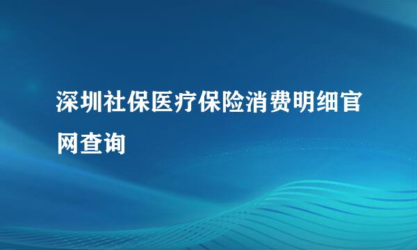 深圳社保医疗保险消费明细官网查询