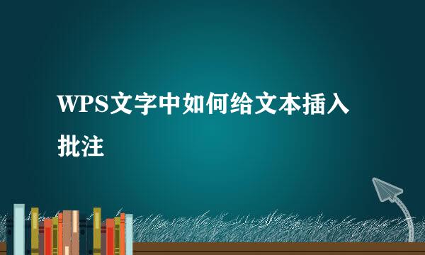 WPS文字中如何给文本插入批注