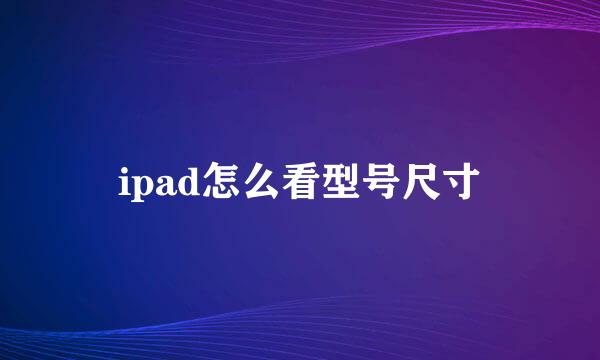 ipad怎么看型号尺寸