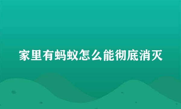 家里有蚂蚁怎么能彻底消灭