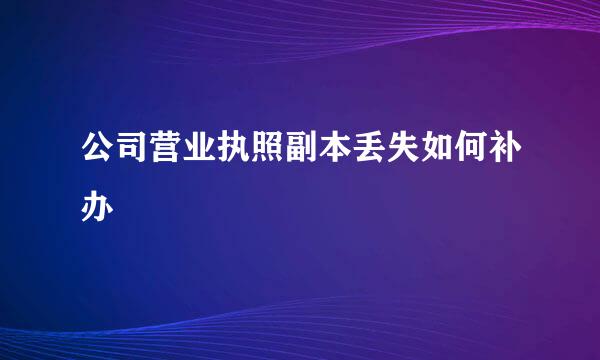 公司营业执照副本丢失如何补办