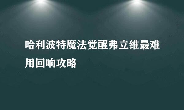 哈利波特魔法觉醒弗立维最难用回响攻略