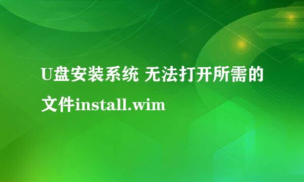 U盘安装系统 无法打开所需的文件install.wim
