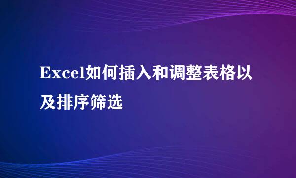 Excel如何插入和调整表格以及排序筛选