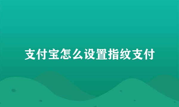 支付宝怎么设置指纹支付