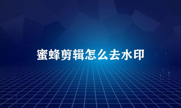 蜜蜂剪辑怎么去水印