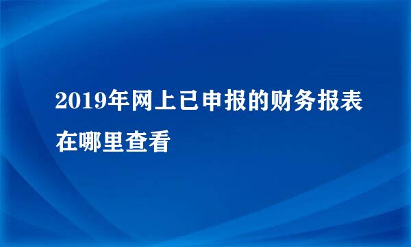 2019年网上已申报的财务报表在哪里查看