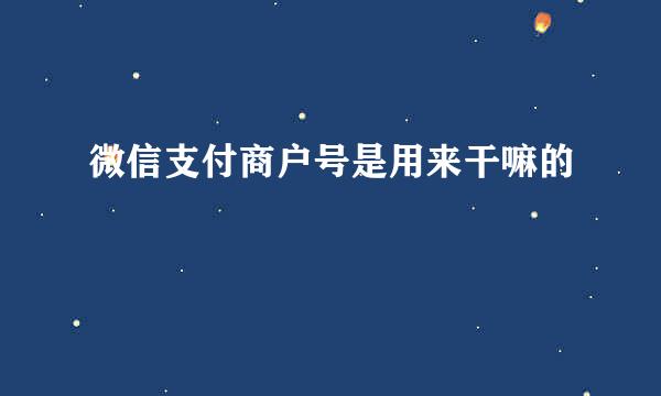 微信支付商户号是用来干嘛的