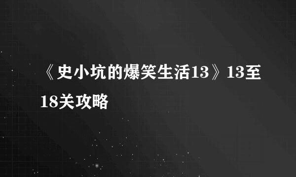 《史小坑的爆笑生活13》13至18关攻略