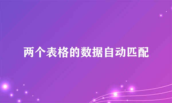 两个表格的数据自动匹配