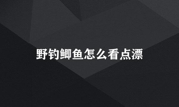 野钓鲫鱼怎么看点漂