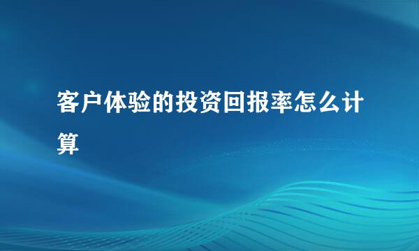 客户体验的投资回报率怎么计算
