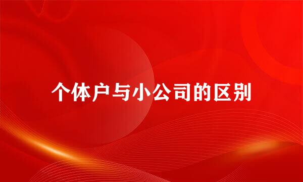 个体户与小公司的区别