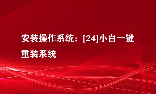 安装操作系统：[24]小白一键重装系统