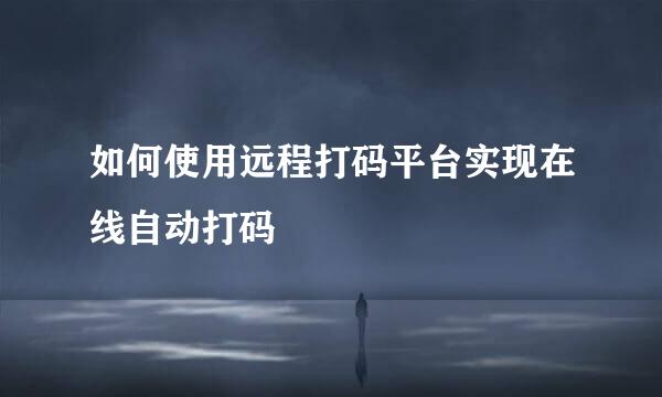 如何使用远程打码平台实现在线自动打码
