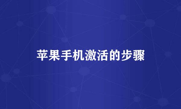 苹果手机激活的步骤