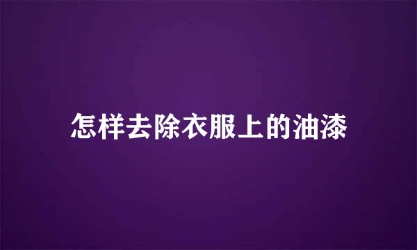 怎样去除衣服上的油漆