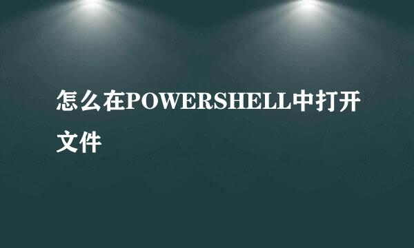 怎么在POWERSHELL中打开文件