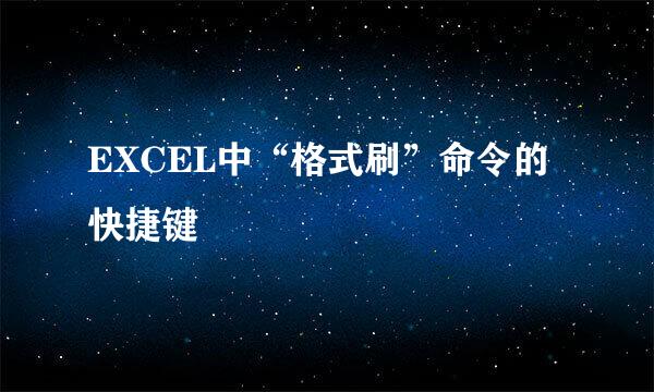 EXCEL中“格式刷”命令的快捷键