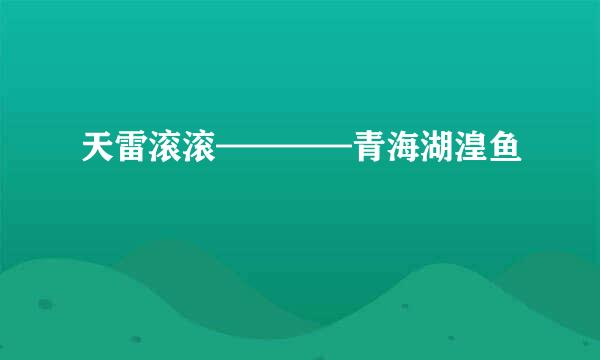 天雷滚滚————青海湖湟鱼