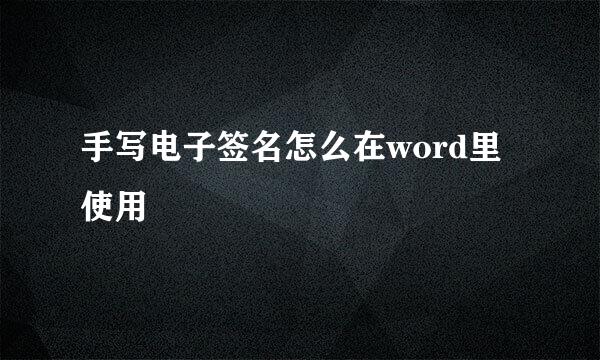 手写电子签名怎么在word里使用