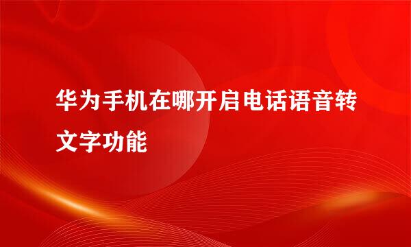 华为手机在哪开启电话语音转文字功能
