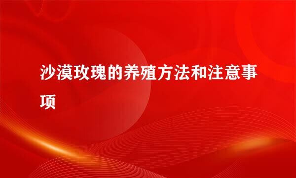 沙漠玫瑰的养殖方法和注意事项