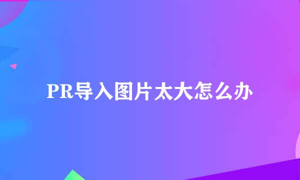 PR导入图片太大怎么办