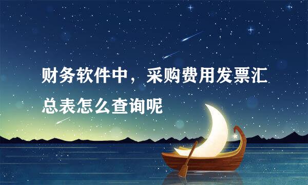 财务软件中，采购费用发票汇总表怎么查询呢
