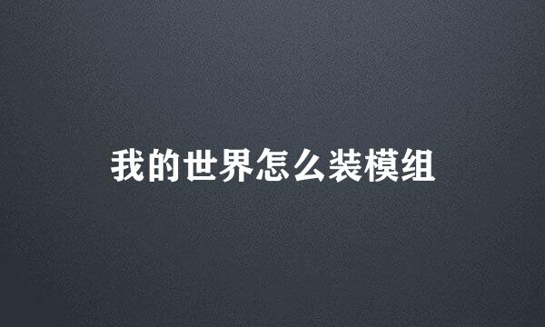 我的世界怎么装模组