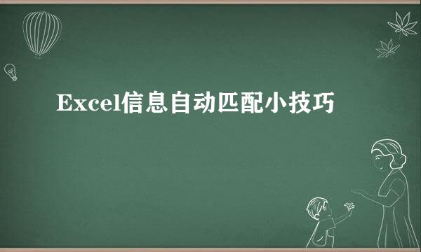 Excel信息自动匹配小技巧