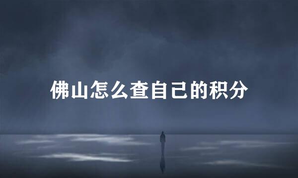 佛山怎么查自己的积分