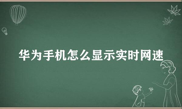 华为手机怎么显示实时网速