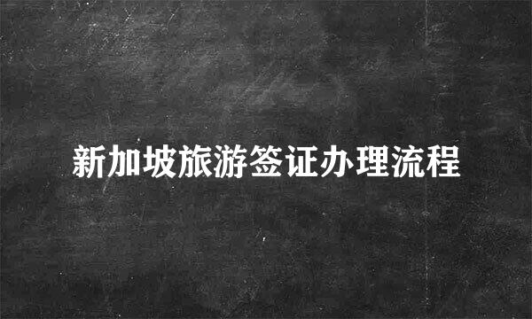 新加坡旅游签证办理流程