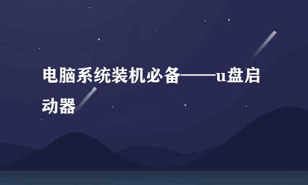 电脑系统装机必备——u盘启动器