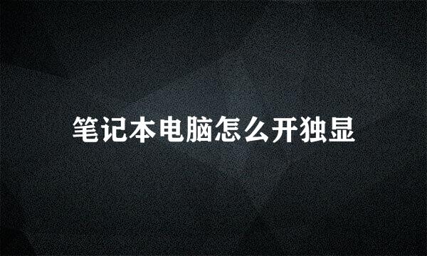 笔记本电脑怎么开独显