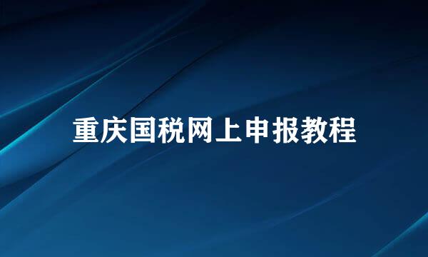 重庆国税网上申报教程