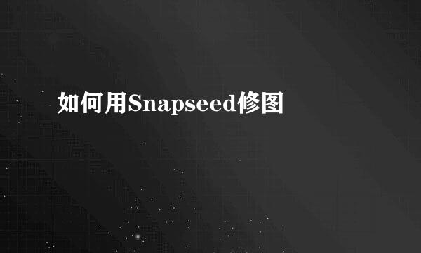 如何用Snapseed修图