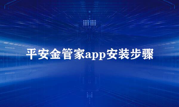 平安金管家app安装步骤