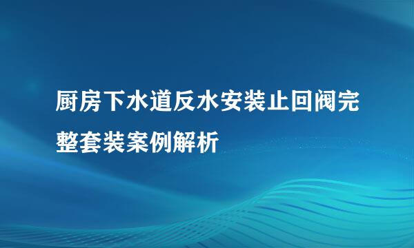 厨房下水道反水安装止回阀完整套装案例解析